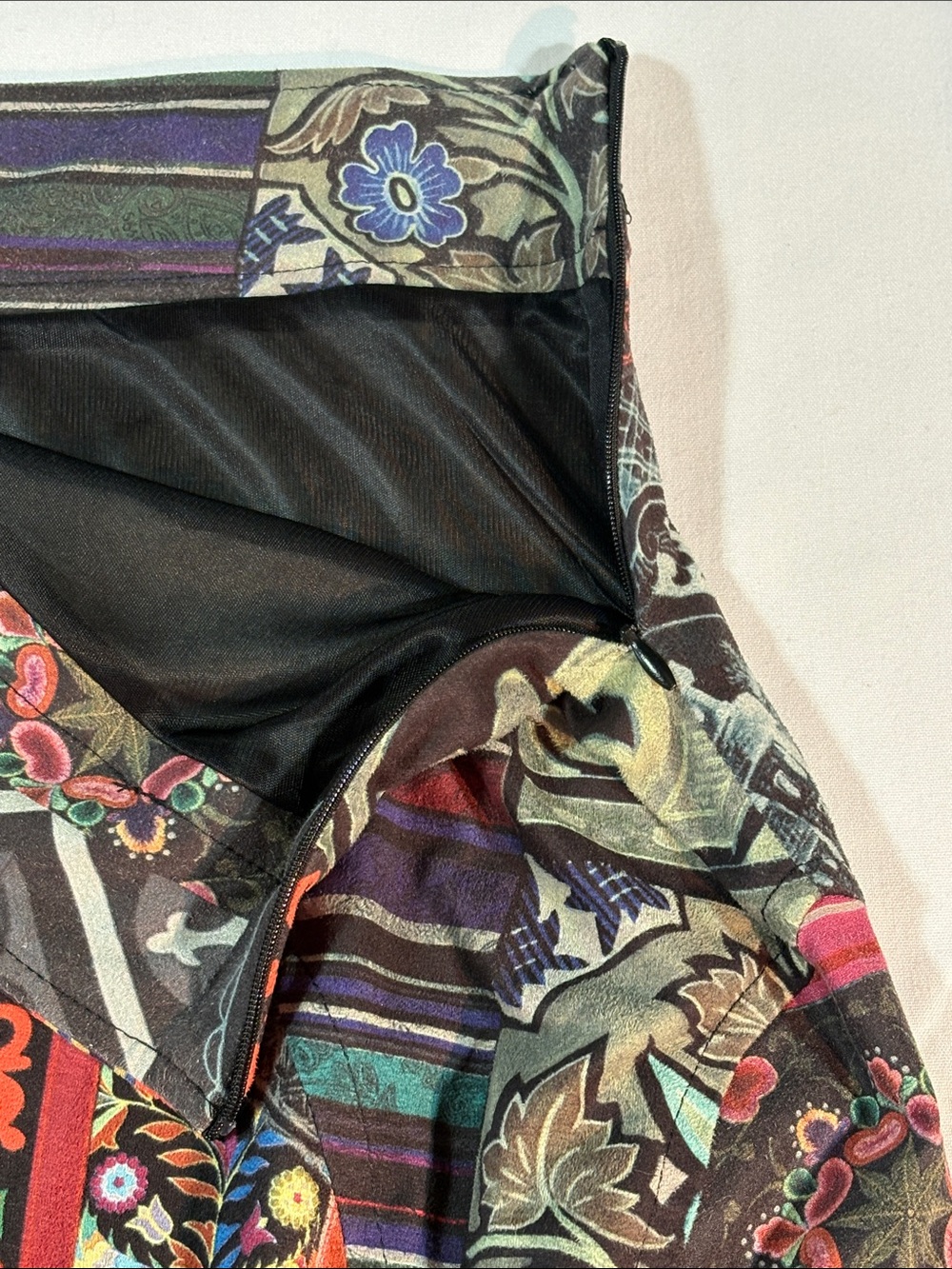Desigual Skater Skirt size Medium Multicolor patchwork lined - Picture 15 of 15